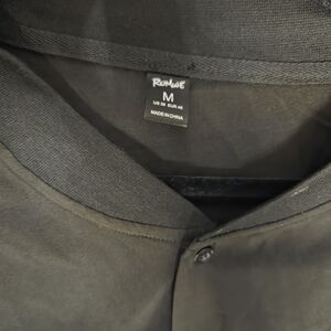 ROMWE Men's Classic Black Bomber Jacket